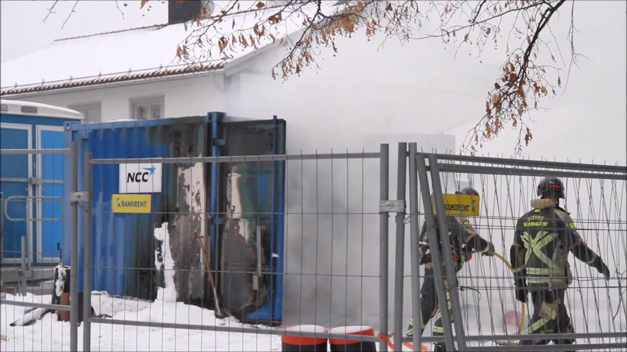 Gävle: Brand i container