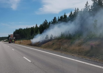 Hudiksvall: Markbrand utmed E4