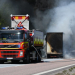 Enånger: Brand i lastbilssläp