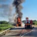 Delsbo: Lastbilsbrand på väg 305