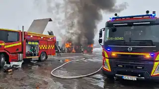 Söderhamn: Brand i flera lastbilar