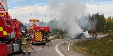 Söderhamn: Bilbrand vid trafikplats Styvje