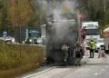 Gävle: Brand i timmerbil